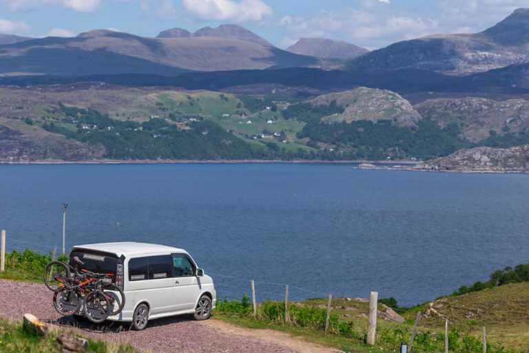 campervan hire scotland, customer photo, bike rack