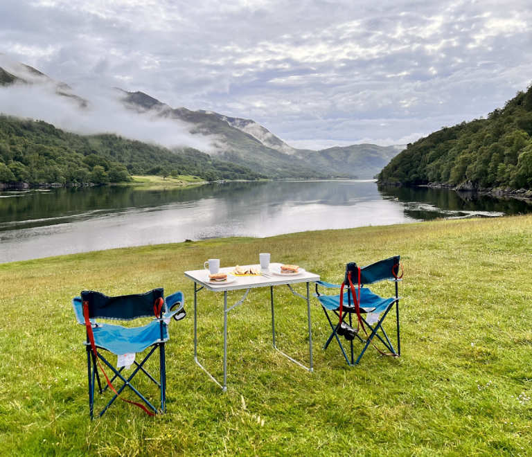 Alba Campers, Edinburgh Campervan Hire, outdoor Table and Chairs included