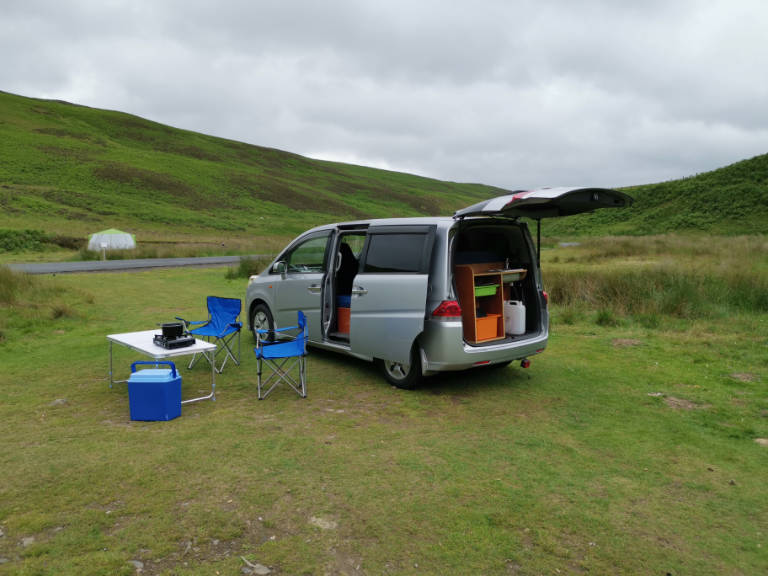 Mini Campervan Kitchen Area with outdoor seating