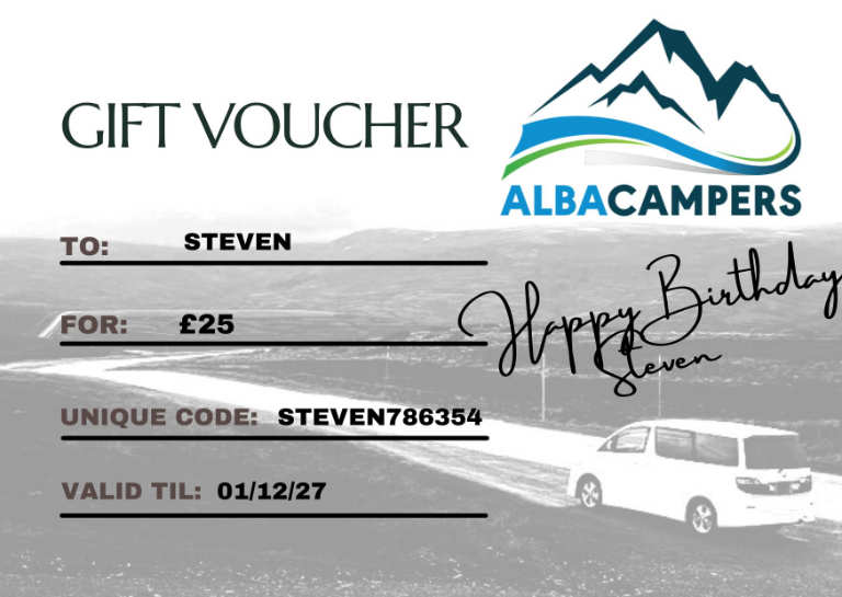 Alba Campers Gift Voucher, Gift Card, Discount Code